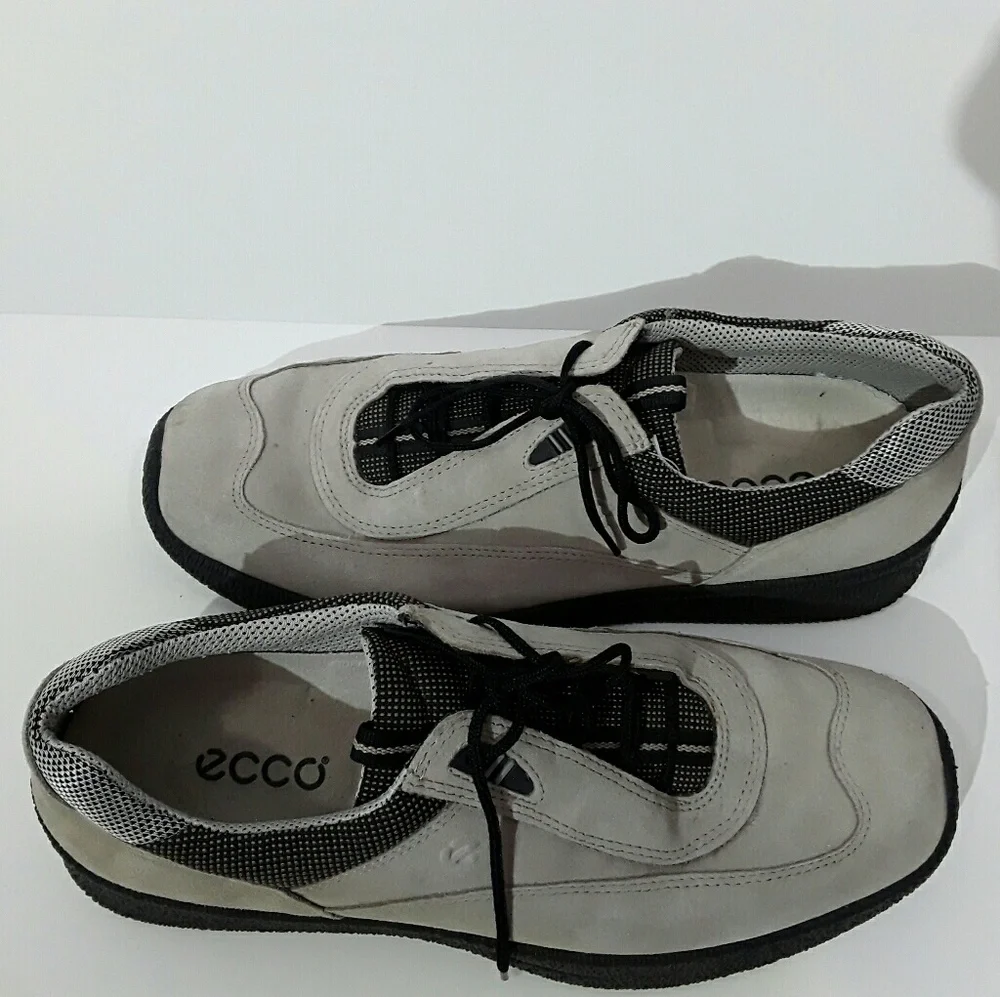 ECCO Suede Casual Lace Shoes Mens Comfort Size 42